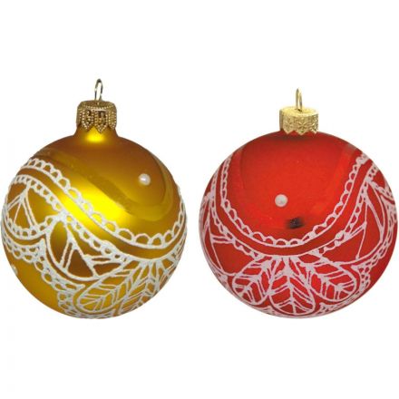 Шар Морозное кружево, 85 мм., в подарочной упаковке КУ-85-194102