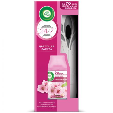Комплект освежитель воздуха авт. и смен. блок Airwick Freshmatic "Pure. Цветущая сакура", 250мл Комплект освежитель воздуха авт. и смен. блок Airwick Freshmatic "Pure. Цветущая сакура", 250мл