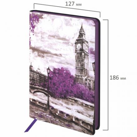 Ежедневник недатированный B6 (127х186 мм), BRAUBERG VISTA, под кожу, гибкий, 136 л., "London", 112105 Ежедневник недатированный B6 (127х186 мм), BRAUBERG VISTA, под кожу, гибкий, 136 л., "London", 112105