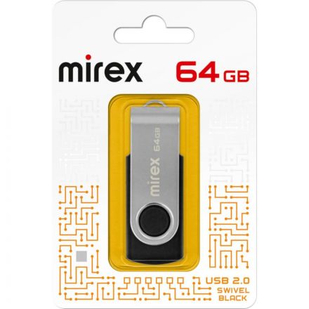 Флеш-память Mirex USB SWIVEL BLACK 64Gb (13600-FMURUS64 ) Флеш-память Mirex USB SWIVEL BLACK 64Gb (13600-FMURUS64 )