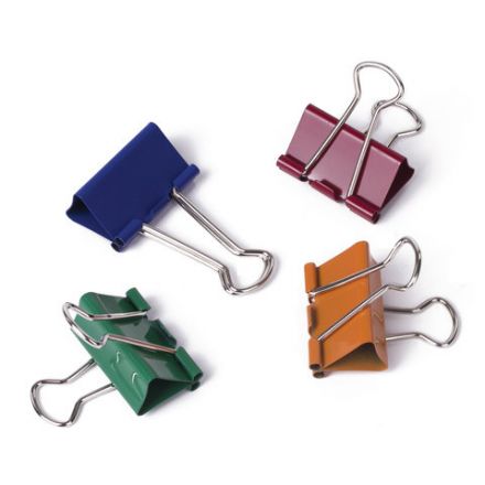 Зажимы для бумаг ОФИСМАГ, КОМПЛЕКТ 12 шт., 32 мм, на 140 листов, цветные, картонная коробка, 226765