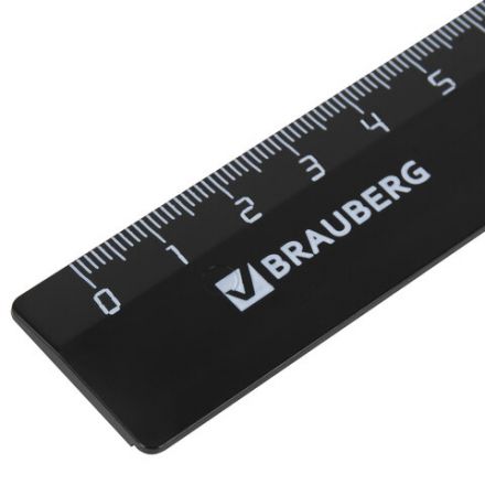 Линейка пластиковая 20 см, BRAUBERG, черная, 210607 Линейка пластиковая 20 см, BRAUBERG, черная, 210607
