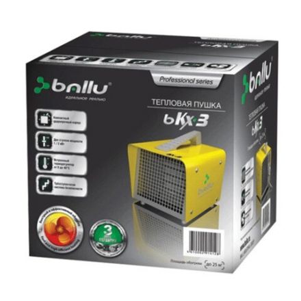 Тепловая пушка электрическая BALLU BKX-3, 2000 Вт, 220 В, терморегулятор, прямоугольная, желтая, НС-1013525 Тепловая пушка электрическая BALLU BKX-3, 2000 Вт, 220 В, терморегулятор, прямоугольная, желтая, НС-1013525