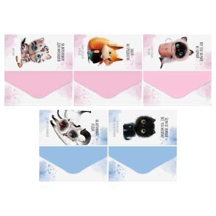 Конверт для денег MESHU "Cute kittens" 85*164мм, матовая ламинация, 5 дизайнов Конверт для денег MESHU "Cute kittens" 85*164мм, матовая ламинация, 5 дизайнов