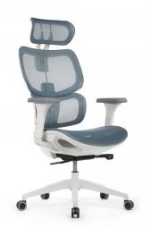 Кресло Argo W-228 Синяя сетка/Белый пластик
