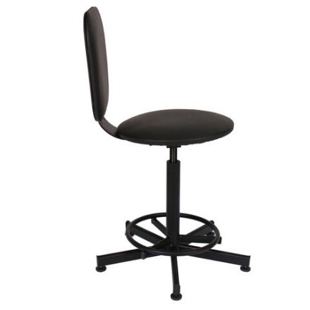 Стул кресло кассира, ресепшен РС37, на винте, без подлокотников, кожзам, черное