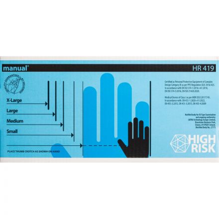 Перчатки мед.смотров. латекс,н/с,н/о, MANUAL HR419 High Risk XL 25пар,ПС Перчатки мед.смотров. латекс,н/с,н/о, MANUAL HR419 High Risk XL 25пар,ПС