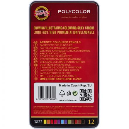 Карандаши цветные худож. POLYCOLOR 3822 12цв/наб мет.кор. 3822012002PL Карандаши цветные худож. POLYCOLOR 3822 12цв/наб мет.кор. 3822012002PL