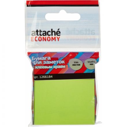 Стикеры Attache Economy с клеев.краем 51x51 мм 100 лист неоновый зеленый Стикеры Attache Economy с клеев.краем 51x51 мм 100 лист неоновый зеленый