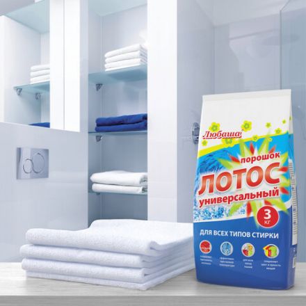 Стиральный порошок автомат 3 кг ЛЮБАША "ЛОТОС", для всех типов тканей, 605569 Стиральный порошок автомат 3 кг ЛЮБАША "ЛОТОС", для всех типов тканей, 605569