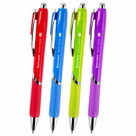 Ручка шариковая автоматическая с грипом BRAUBERG DELTA COLOR, СИНЯЯ, ассорти, узел 0,7 мм, линия письма 0,35 мм, 144202 Ручка шариковая автоматическая с грипом BRAUBERG DELTA COLOR, СИНЯЯ, ассорти, узел 0,7 мм, линия письма 0,35 мм, 144202