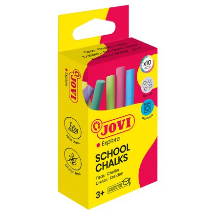 Мелки цветные JOVI, 10цв., круглые, картонная коробка, европодвес Мелки цветные JOVI, 10цв., круглые, картонная коробка, европодвес