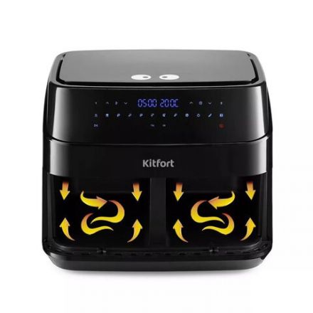 Аэрогриль KITFORT КТ-2250, 1750 Вт, 2х4,5 л, 12 программ, таймер, сенсорное управление, черный Аэрогриль KITFORT КТ-2250, 1750 Вт, 2х4,5 л, 12 программ, таймер, сенсорное управление, черный