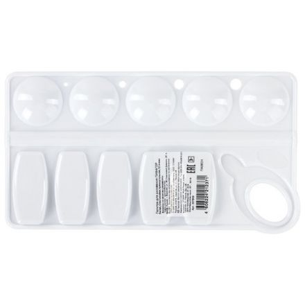 Палитра для рисования ПИФАГОР белая, пластиковая, прямоугольная, 10 ячеек, 227809 Палитра для рисования ПИФАГОР белая, пластиковая, прямоугольная, 10 ячеек, 227809