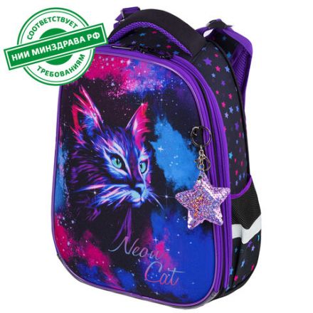 Ранец BRAUBERG PREMIUM, 2 отделения, с брелком, "Neon cat", 38х29х16 см, 271352 Ранец BRAUBERG PREMIUM, 2 отделения, с брелком, "Neon cat", 38х29х16 см, 271352