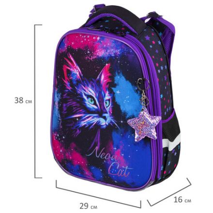 Ранец BRAUBERG PREMIUM, 2 отделения, с брелком, "Neon cat", 38х29х16 см, 271352 Ранец BRAUBERG PREMIUM, 2 отделения, с брелком, "Neon cat", 38х29х16 см, 271352