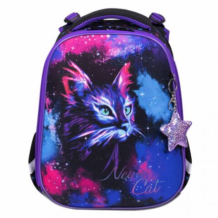 Ранец BRAUBERG PREMIUM, 2 отделения, с брелком, "Neon cat", 38х29х16 см, 271352 Ранец BRAUBERG PREMIUM, 2 отделения, с брелком, "Neon cat", 38х29х16 см, 271352