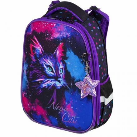 Ранец BRAUBERG PREMIUM, 2 отделения, с брелком, "Neon cat", 38х29х16 см, 271352 Ранец BRAUBERG PREMIUM, 2 отделения, с брелком, "Neon cat", 38х29х16 см, 271352