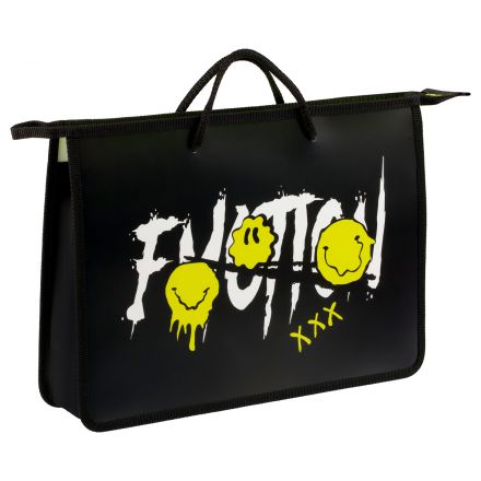 Папка с ручками А4 ArtSpace "Smile", пластик, на молнии, 75мм Папка с ручками А4 ArtSpace "Smile", пластик, на молнии, 75мм