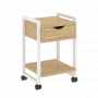 Loft Тумба на колесных опорах с ящиком и полкой VR.L-T1.K Тиквуд светлый/Белый металл 500*460*767