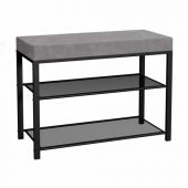 Банкетка для обуви "Торонто-23S", 670х300х490 мм, 2 полки, металл/ткань, черная/серая, БТ23СЧС Банкетка для обуви "Торонто-23S", 670х300х490 мм, 2 полки, металл/ткань, черная/серая, БТ23СЧС