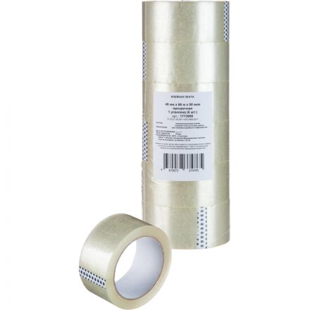 Клейкая лента упаковочная 48мм х 66м, прозрачный, 50мкм, 6 шт/уп Клейкая лента упаковочная 48мм х 66м, прозрачный, 50мкм, 6 шт/уп