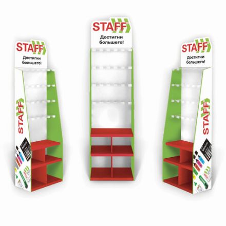 Стойка для размещения товара напольная УСИЛЕННАЯ STAFF, 200х60х40 см, 3 полки, 25 крючков, 504344 Стойка для размещения товара напольная УСИЛЕННАЯ STAFF, 200х60х40 см, 3 полки, 25 крючков, 504344