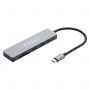 USB-хаб KG-153A, Type-C 3.2, высокоскоростной, 6в1, 1хUSB-A 3.2,1xUSB-A 2.0,2xSD/TF 2.0,1xHDMI,1xType-C PD 3.0, 150 мм, серый, KAIGO, 355068