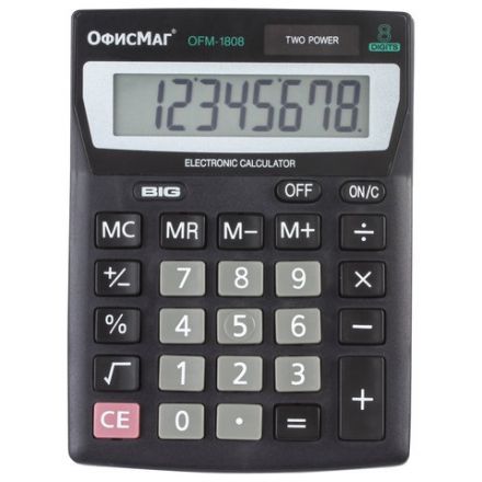Калькулятор настольный ОФИСМАГ OFM-1807, КОМПАКТНЫЙ (140х105 мм), 8 разрядов, двойное питание, 250223 Калькулятор настольный ОФИСМАГ OFM-1807, КОМПАКТНЫЙ (140х105 мм), 8 разрядов, двойное питание, 250223