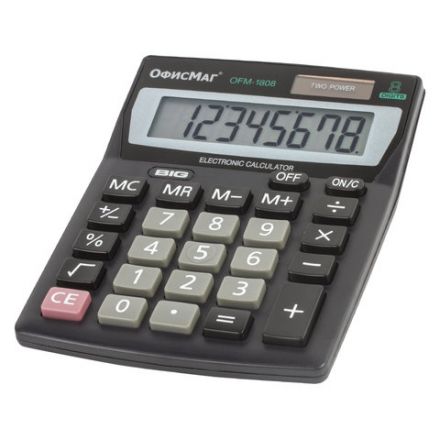 Калькулятор настольный ОФИСМАГ OFM-1807, КОМПАКТНЫЙ (140х105 мм), 8 разрядов, двойное питание, 250223 Калькулятор настольный ОФИСМАГ OFM-1807, КОМПАКТНЫЙ (140х105 мм), 8 разрядов, двойное питание, 250223