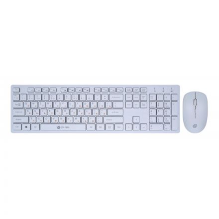 Набор клавиатура+мышь Oklick 240M клав:белый мышь:белый USB беспр