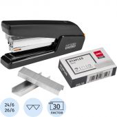 Степлер Deli Effortless N24/6-26/6 до 30лист.,плоск.сш.,черн+скобы(1000шт) Степлер Deli Effortless N24/6-26/6 до 30лист.,плоск.сш.,черн+скобы(1000шт)