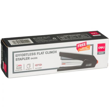 Степлер Deli Effortless N24/6-26/6 до 30лист.,плоск.сш.,черн+скобы(1000шт) Степлер Deli Effortless N24/6-26/6 до 30лист.,плоск.сш.,черн+скобы(1000шт)