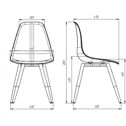 Стул Комус EAMES PLAST HN BLACK (BOX-4) (KM) RU K01 белый/черный