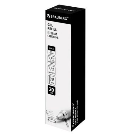 Стержень гелевый BRAUBERG 130 мм, ЧЕРНЫЙ, игольчатый узел 0,5 мм, линия письма 0,35 мм, 170170 Стержень гелевый BRAUBERG 130 мм, ЧЕРНЫЙ, игольчатый узел 0,5 мм, линия письма 0,35 мм, 170170