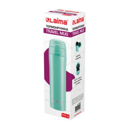 Термокружка 470 мл из нержавеющей стали SUS304, сочно-мятный матовый, LAIMA, 608826 Термокружка 470 мл из нержавеющей стали SUS304, сочно-мятный матовый, LAIMA, 608826