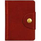 Визитница карманная OfficeSpace на кнопке, 10*7см, 18 карманов, натуральная кожа, красный