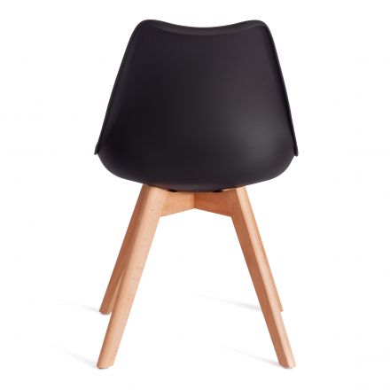 Стул TULIP (mod. 73-1) дерево/пластик/экокожа, 47,5x55x80 см, Черный (Black)