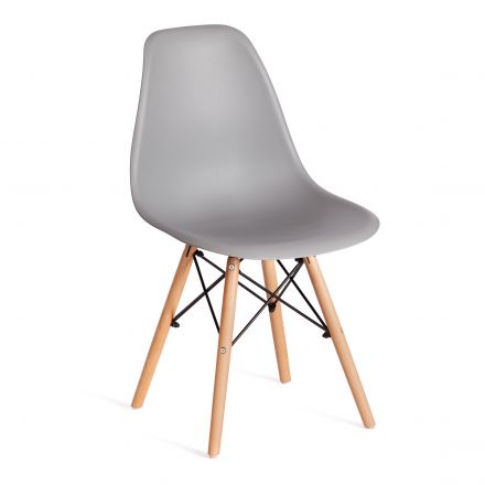 Стул Tetchair CINDY (EAMES) (mod. 1801) дерево бук/металл/сиденье пластик, 45x51x82 см, Light grey (светло-серый)