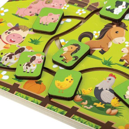 Игра-лабиринт деревянная развивающая "Животные в деревне", с бегунками, BRAUBERG KIDS, 665264 Игра-лабиринт деревянная развивающая "Животные в деревне", с бегунками, BRAUBERG KIDS, 665264