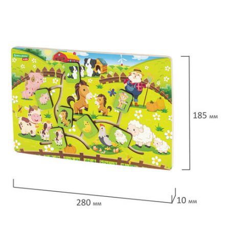 Игра-лабиринт деревянная развивающая "Животные в деревне", с бегунками, BRAUBERG KIDS, 665264 Игра-лабиринт деревянная развивающая "Животные в деревне", с бегунками, BRAUBERG KIDS, 665264