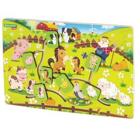 Игра-лабиринт деревянная развивающая "Животные в деревне", с бегунками, BRAUBERG KIDS, 665264 Игра-лабиринт деревянная развивающая "Животные в деревне", с бегунками, BRAUBERG KIDS, 665264