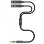 Разветвитель аудио PERO AD08 PREMIUM AUX SPLITTER MIC + SPEAK, черный