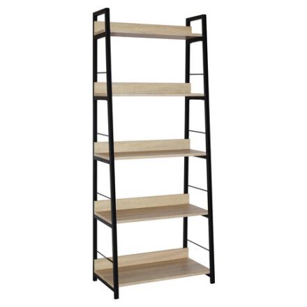 Стеллаж на металлокаркасе BRABIX "LOFT SH-003", 600х350х1500 мм, 5 полок, цвет дуб натуральный, 641236