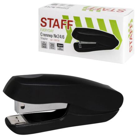 Степлер №24/6, 26/6 STAFF "EVERYDAY", до 20 листов, черный, 228739 Степлер №24/6, 26/6 STAFF "EVERYDAY", до 20 листов, черный, 228739