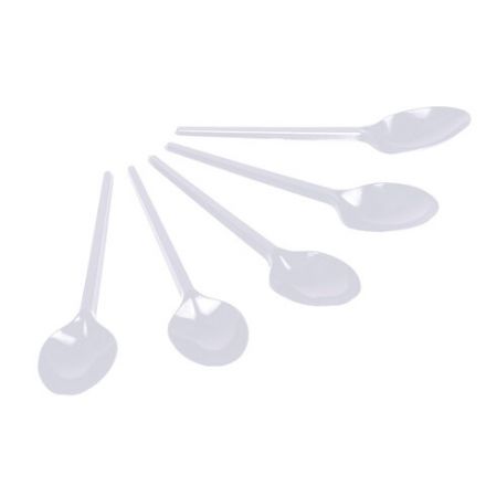 Ложка чайная одноразовая пластиковая 125 мм, белая, КОМПЛЕКТ 100 шт., БЮДЖЕТ, LAIMA, 600948