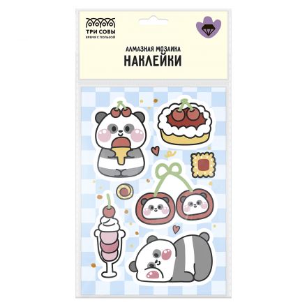 Алмазная мозаика, наклейки ТРИ СОВЫ "Панда", пакет с европодвесом