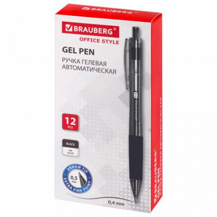 Ручка гелевая автоматическая с грипом BRAUBERG "OFFICE STYLE", ЧЕРНАЯ, линия 0,4 мм, 144123 Ручка гелевая автоматическая с грипом BRAUBERG "OFFICE STYLE", ЧЕРНАЯ, линия 0,4 мм, 144123