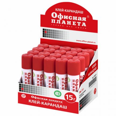 Клей-карандаш ОФИСНАЯ ПЛАНЕТА, 15 г, 222013 Клей-карандаш ОФИСНАЯ ПЛАНЕТА, 15 г, 222013