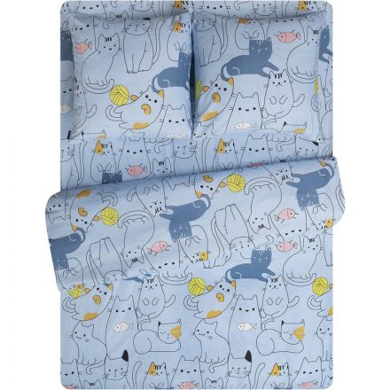 Постельное белье 1,сп микрофибра Weasel (нав. 70х70 2 шт), голубой Постельное белье 1,сп микрофибра Weasel (нав. 70х70 2 шт), голубой